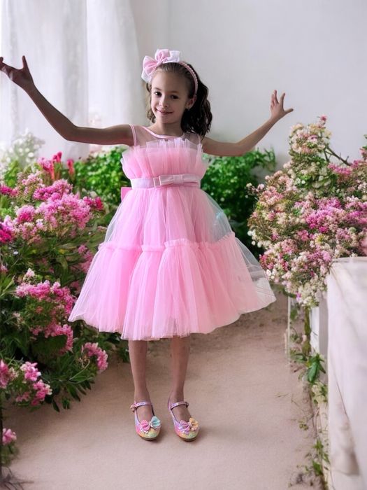 Сукня дитяча рожева пишна платье детское 74 80 110 116 120 122 плаття