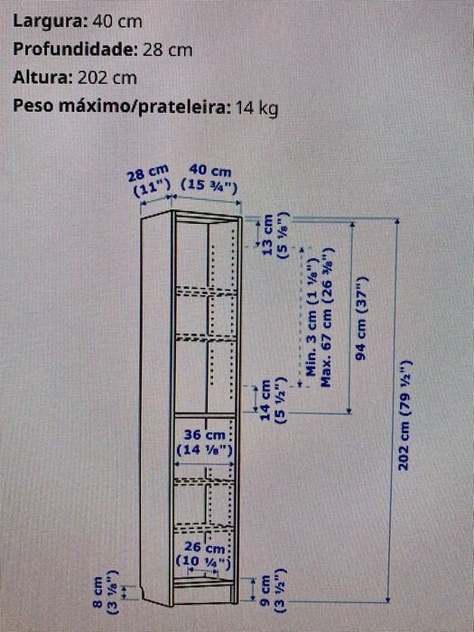 Conjunto de estantes IKEA Billy - Efeito Bétula