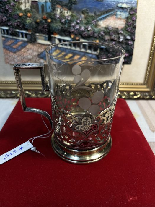 Подстаканник серебро Кубачи СССР 875’ +стакан термостойкий