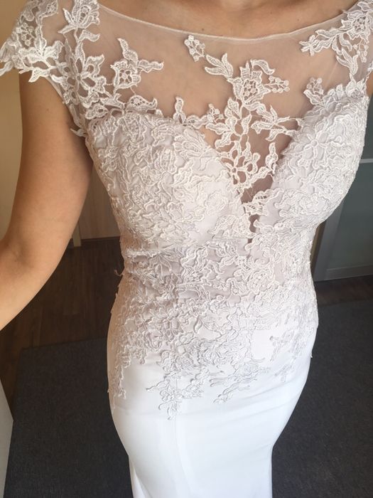 Suknia ślubna NOWA rybka elastyczna koronka