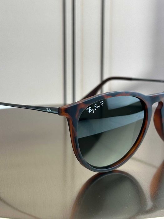 Сонцезахисні окуляри Ray-Ban Erika RB4171 гавана, зелена лінза, поляризовані, круглі, жіночі, оригінал
