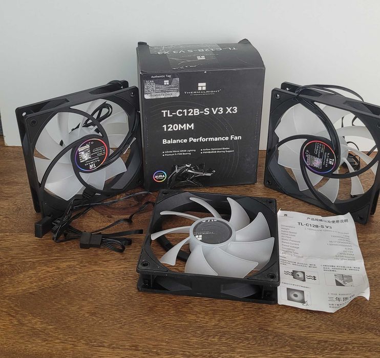 Nowy Zestaw 3x Wentylator Thermalright TL-C12B-S V3 120mm ARGB PWM PC 3-pak