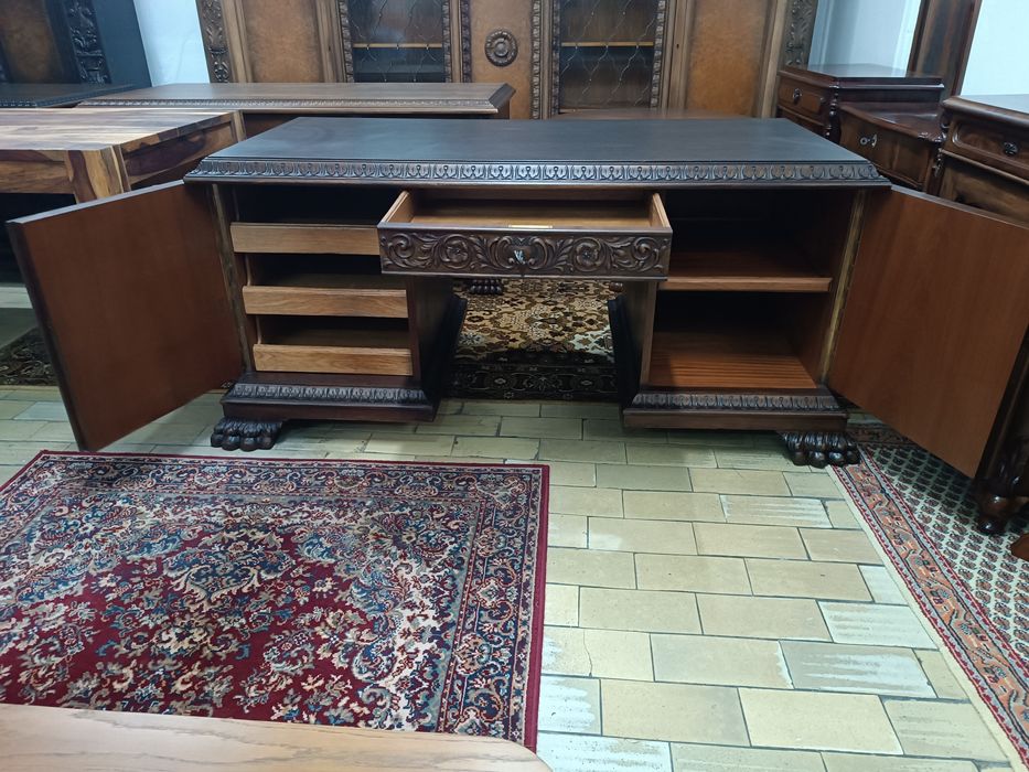 Biurko na lwich łapach antyk dwustronne