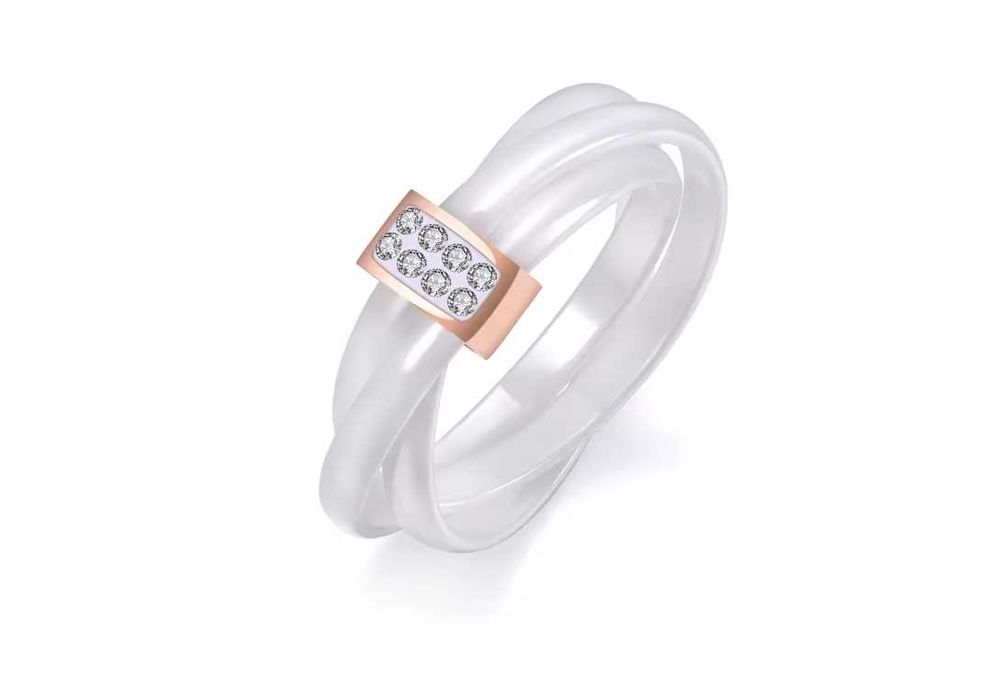 Biały pierścionek ceramiczny obrączka ceramika modern celebrytka