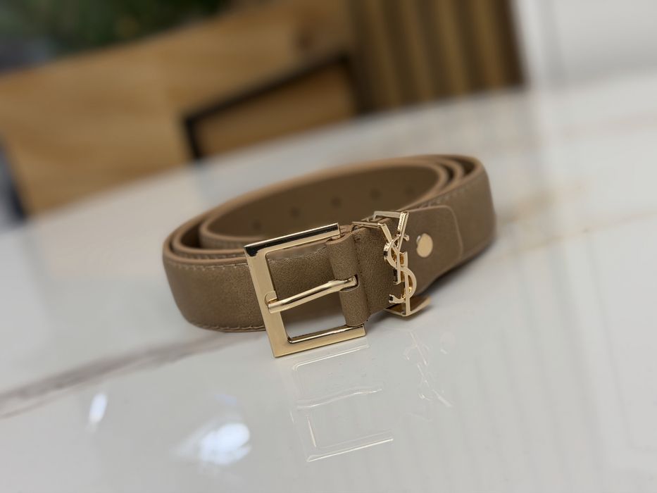 Pasek YSL Premium Beżowy Nowy