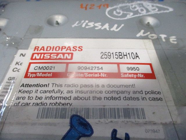 Rádio / auto-rádio NISSAN Note (E11, NE11)