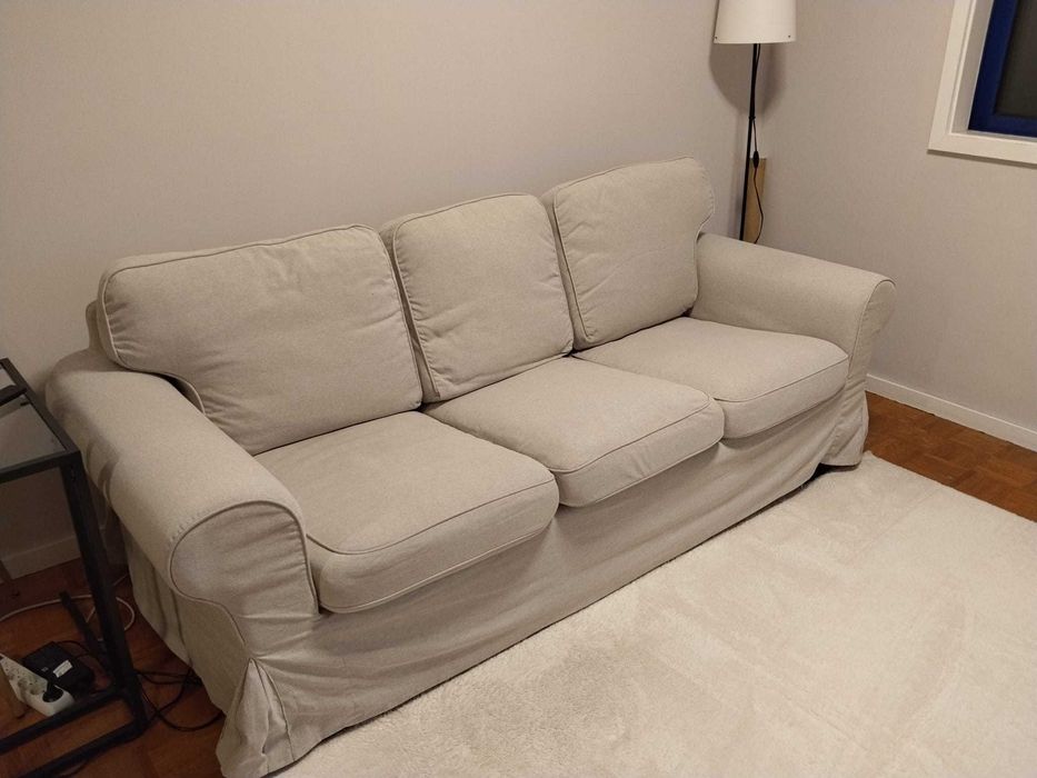 Sofa EKTORP Sofá 3 lugares, Kilanda bege claro