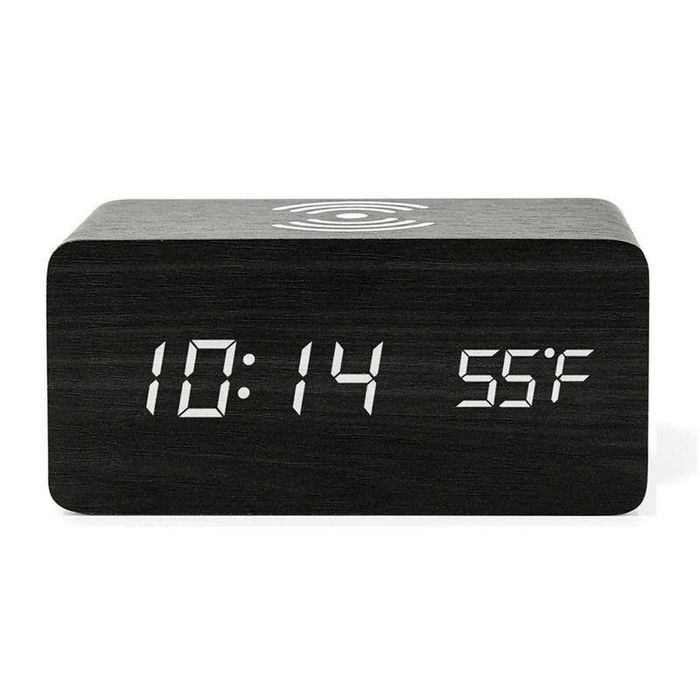 Будьльник!FiBiSonic LED Дерев'яний,  бездротовим зарядним пристроєм