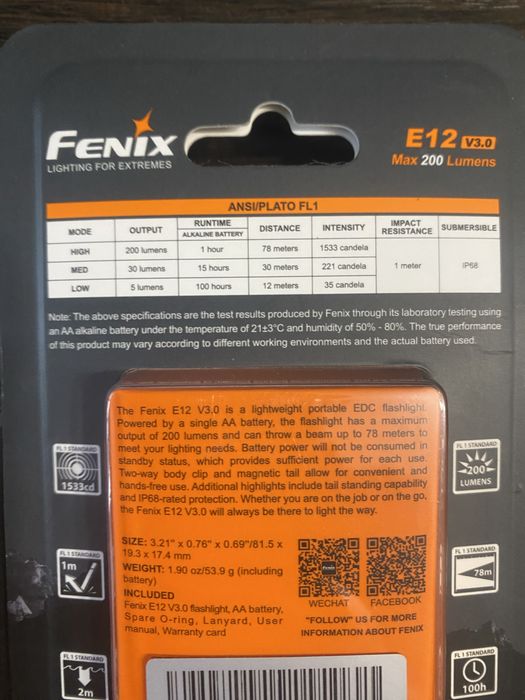 Ручний ліхтар Fenix ​​E12 V3.0