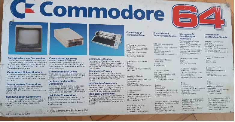 Zestaw Commodore 64C (C64) BOX w orginalnym pudełku z kartridżem Final III, zasilaczem i kablami.