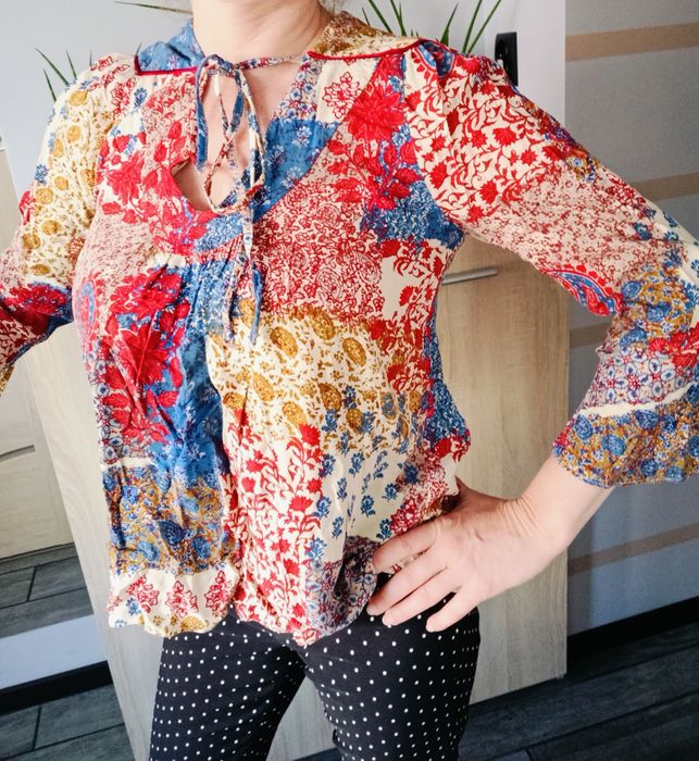 Bluzka boho, bluzka koszulowa, bluzka retro vintage, r. S