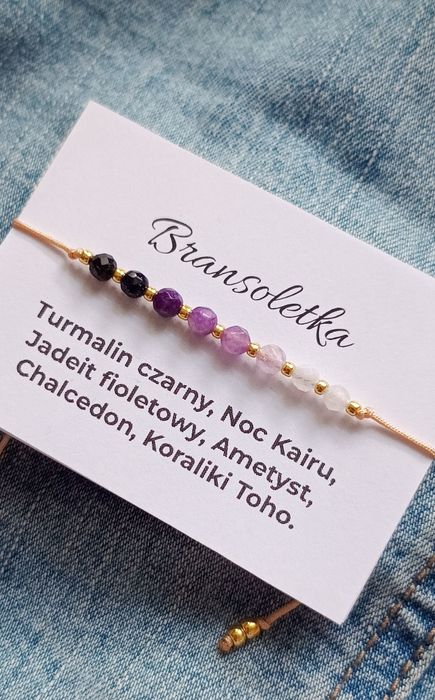 Bransoletka kamienie naturalne minerały Turmalin ametyst jadeit chalce