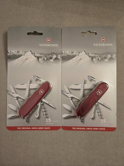 Нож VICTORINOX Huntsman 15 ф прозорий, червоний