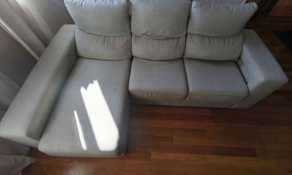 Sofá 3 lugares chaise longue cinzento