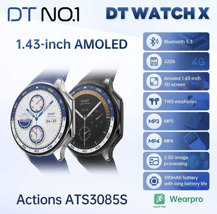 Smartwatch DTx com chamadas e memória 4 gigas (Novo) Azul