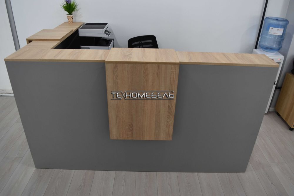 Ресепшн ТЕХНОмебель угловой цвет серый-древесный