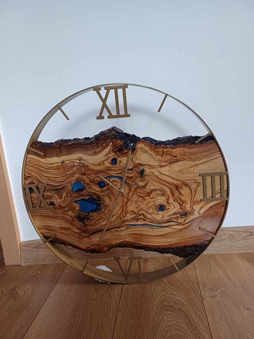 Zegar ścienny z żywicą 50, złoty