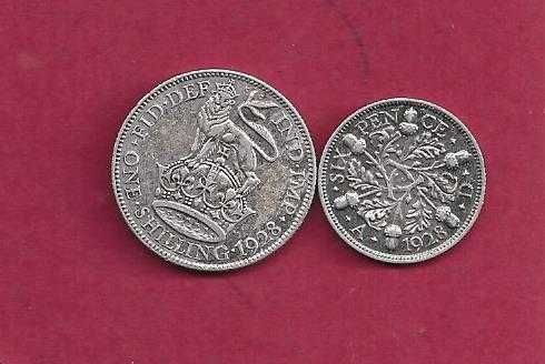 INGLATERRA? Rhodesia 2 Moedas  six pence 1928 e one shiling 1928 Prata
