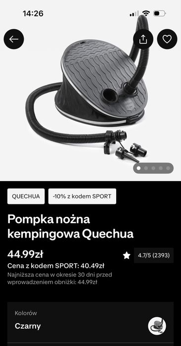 Pompka nozna quechua decathlon
