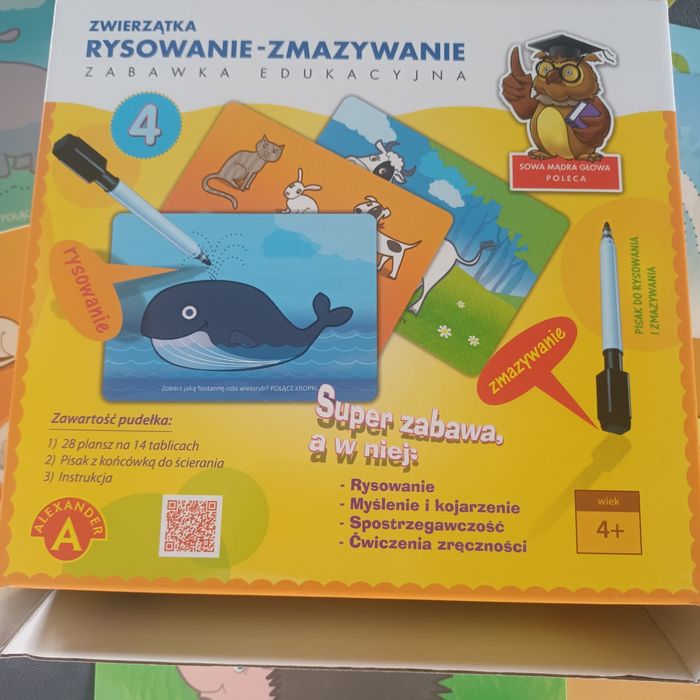 Zabawa edukacyjna. Rysowanie-zmazywanie. Zwierzątka.