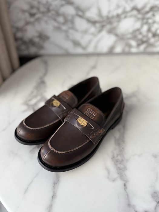 Mokasyny Miu Miu brown leather