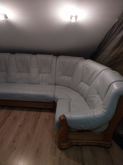 Sofa szara skórzana