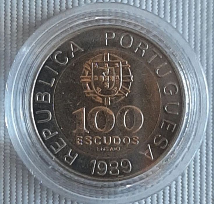 República, 100 Escudos, 1989, Ensaio em Relevo, Touro, Rara, Bi-Metáli