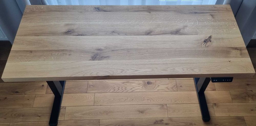 Biurko dębowe na elektrycznym stelażu 140x60, nowe