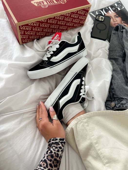 PREMIUM‼️ Кросівки KNU OLD SKOOL BLACK WHITE ванс кну чорні класика
