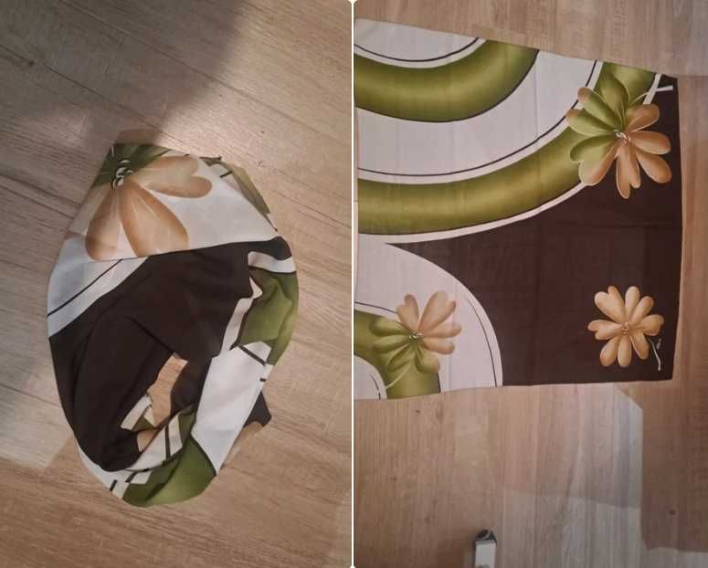 Apaszka chusta duża brąz zieleń