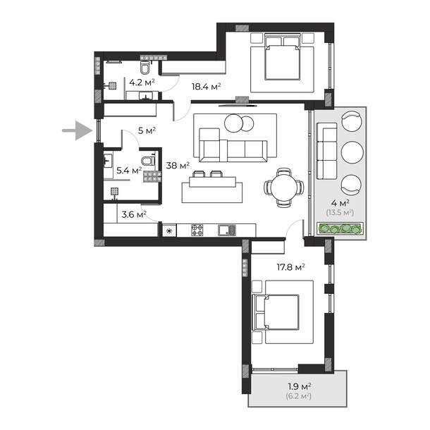 2-rooms apartment apartment by the address st. Petefi Shandora pl (area 98,3 m²) - Atlanta.ua - photo 7