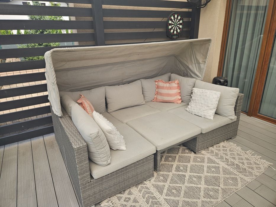 Komplet mebli ogrodowych / tarasowych – sofa + 2 fotele + stolik