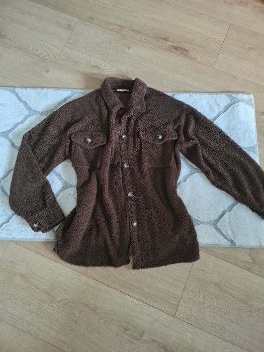 Koszulowa narzutka typu baranek kardigan oversize