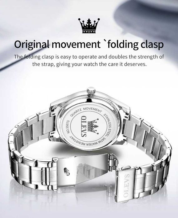 Zegarek klasyczny Olevs z biała tarcza 40mm datownik WR30 pudełko