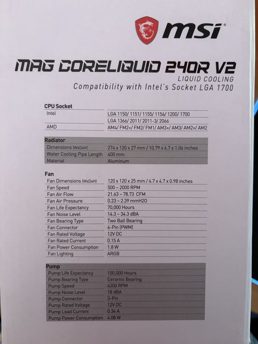 Msi Cooler cpu msi mag coreliquid 240r v2 argb preto