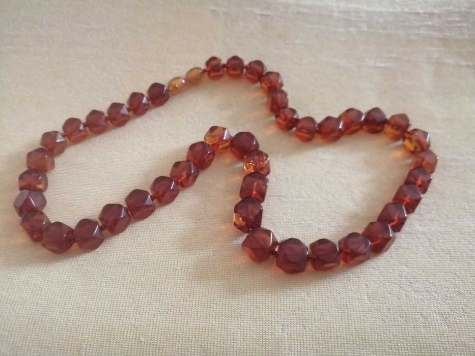 Кольє намисто бусы бурштин янтарь гранований