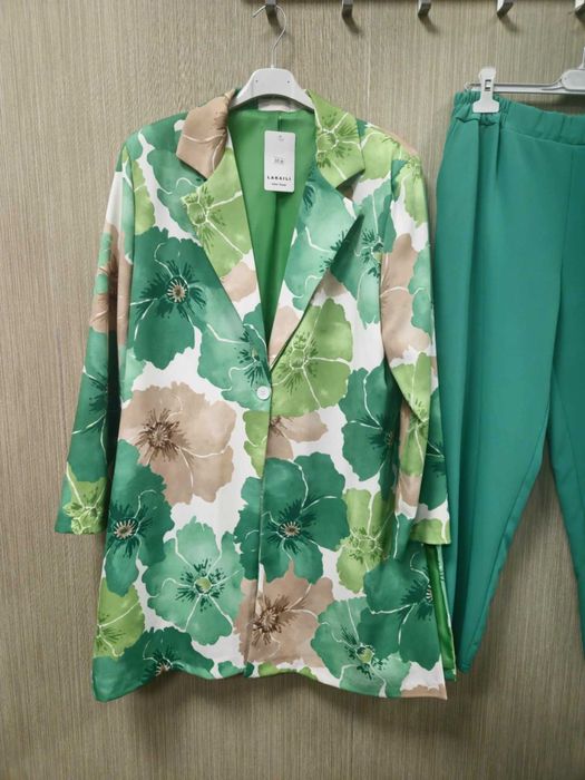 Zielony, kwiaty garnitur damski Plus Size Lakaili Italy !!!