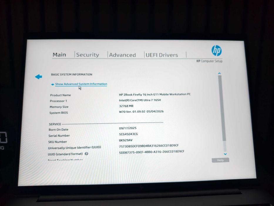 HP Zbook FireFly 16 G11 /Ultra 7 155H/32 RAM/512 SSD