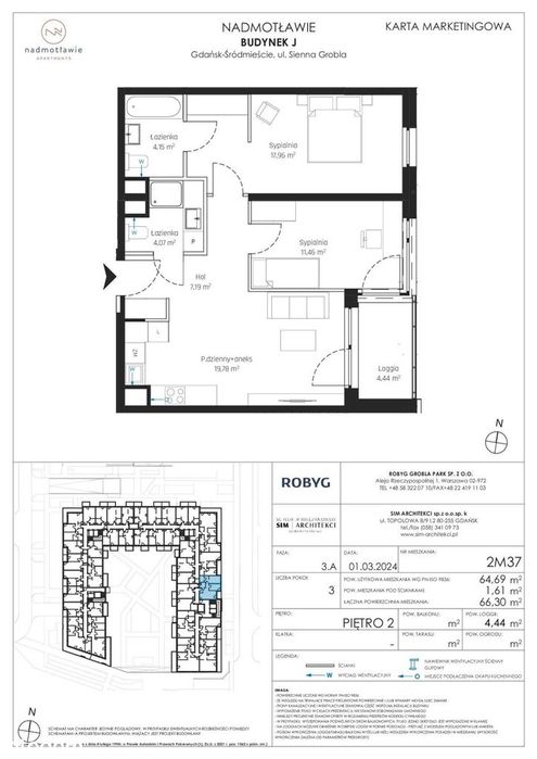 3-pokojowe mieszkanie 64m2 + loggia