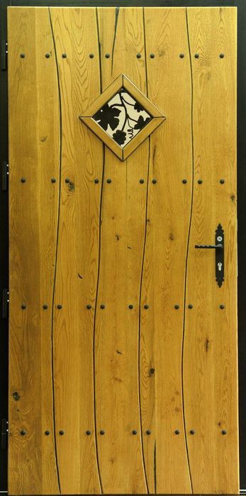 Drzwi DŁUGOSZ drewniane zewnętrzne wejściowe góralskie dębowe GOTOWE