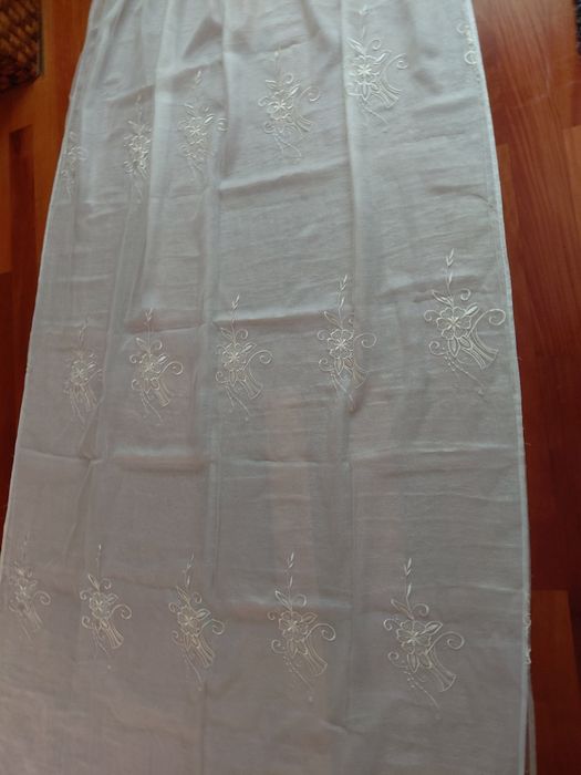 White Double Curtains with Embroidery