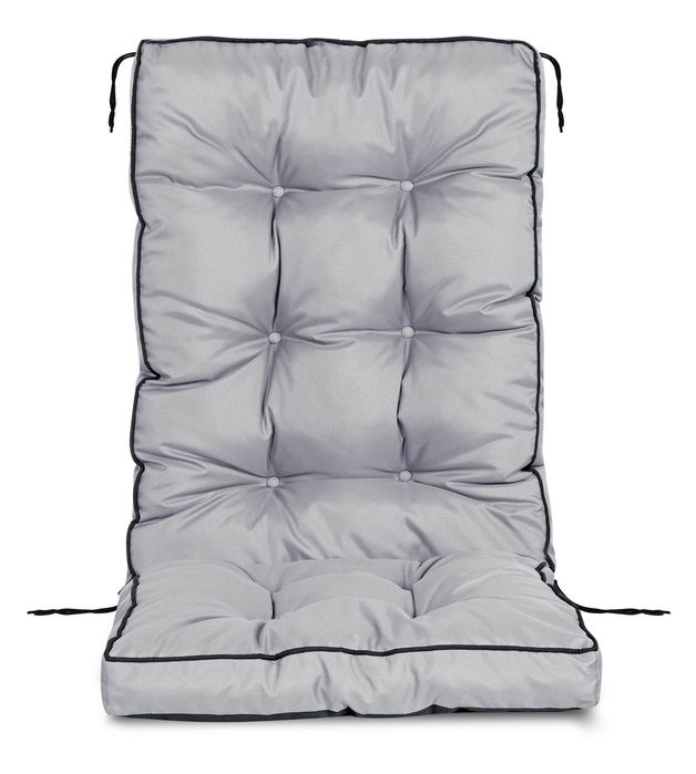 Poduszka ogrodowa na krzesło wysoki bok z lamówką 50x50x80 cm ciemnosz