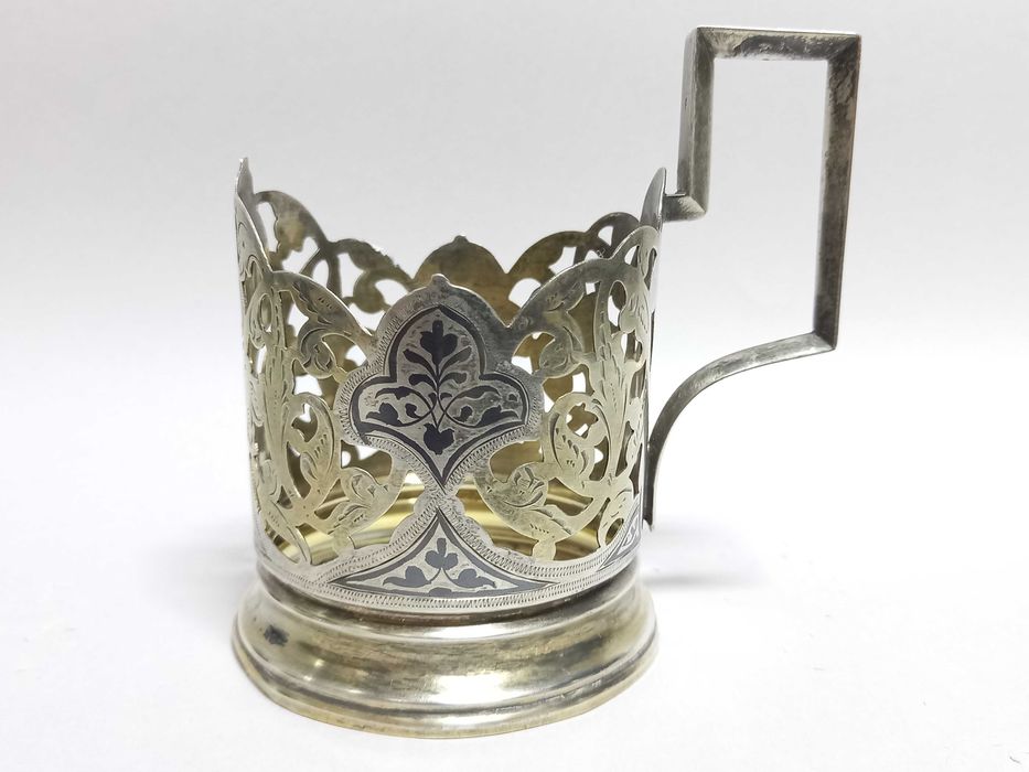 Podstakannik, uchwyt do szklanki, srebro 875, Rosja