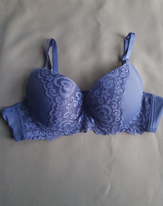 Biustonosz push-up ciemny niebieski 85B Nowy