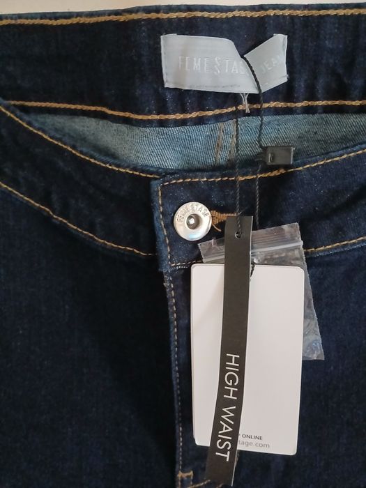 Femastage Ewa Minge granatowe jeansy rurki wysoki Stan Nowe 34/36