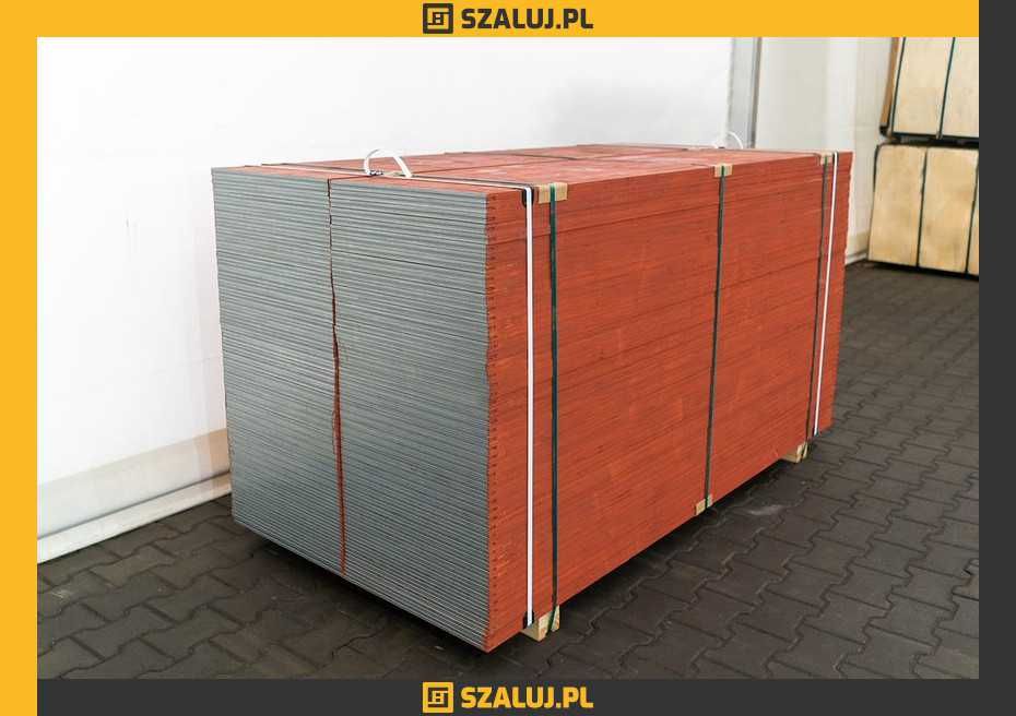 Sklejka szalunkowa I gatunek, Płyta trójwarstwowa Okucie E czerwona