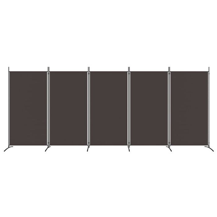 vidaXL Parawan 5-panelowy, brązowy, 433x180 cm, tkanina