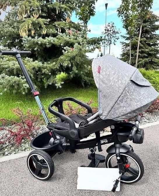 Дитячий триколісний велосипед-коляска, батьківська ручка