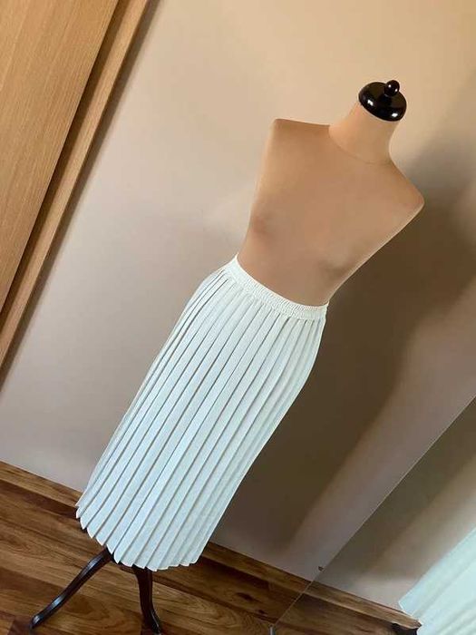 Ecru bialy krem spodnica plisowana na gumce xxl 44 42 +size
