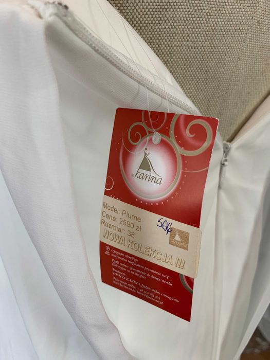 Nowa Suknia Ślubna 38 M asymetryczna szyfonowa panieński cywilny tania